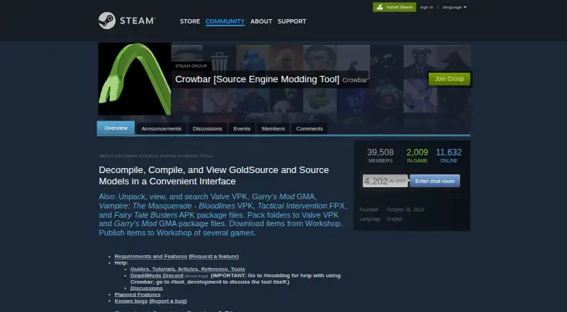 The Crowbar homepage