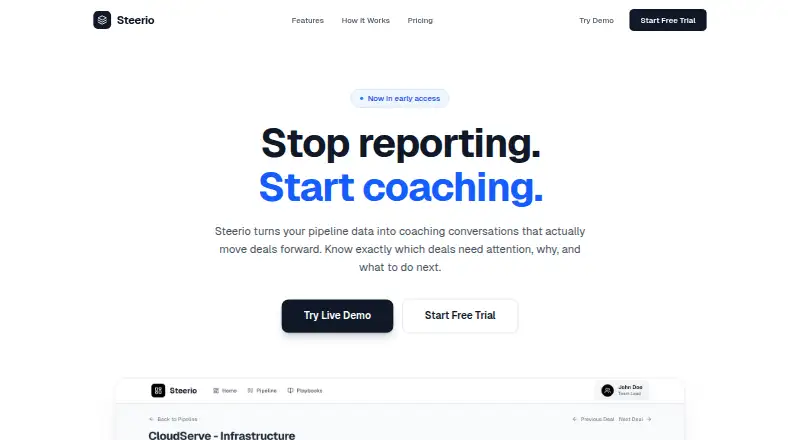 The Steerio homepage