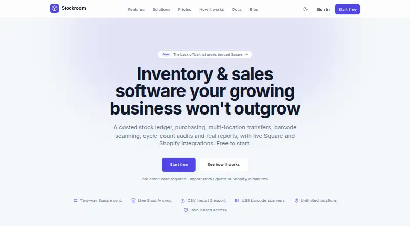 The Stockroom homepage