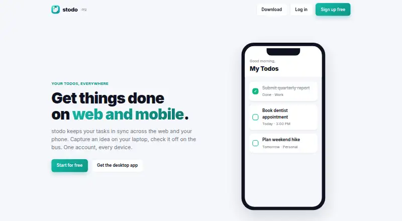 The stodo homepage