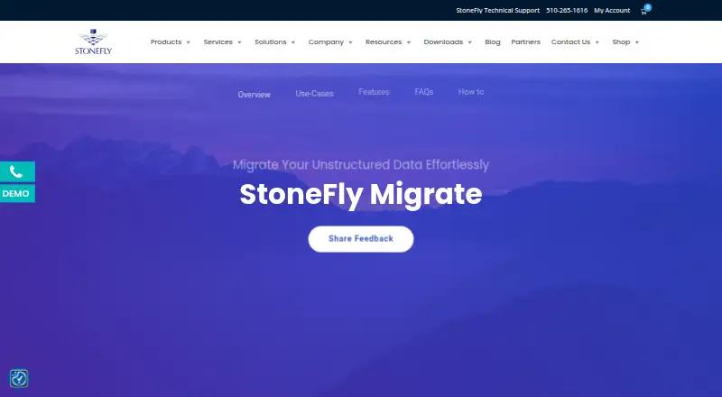 The StoneFly Migrate homepage