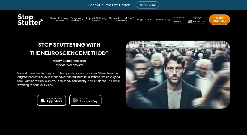 The StopStutter homepage