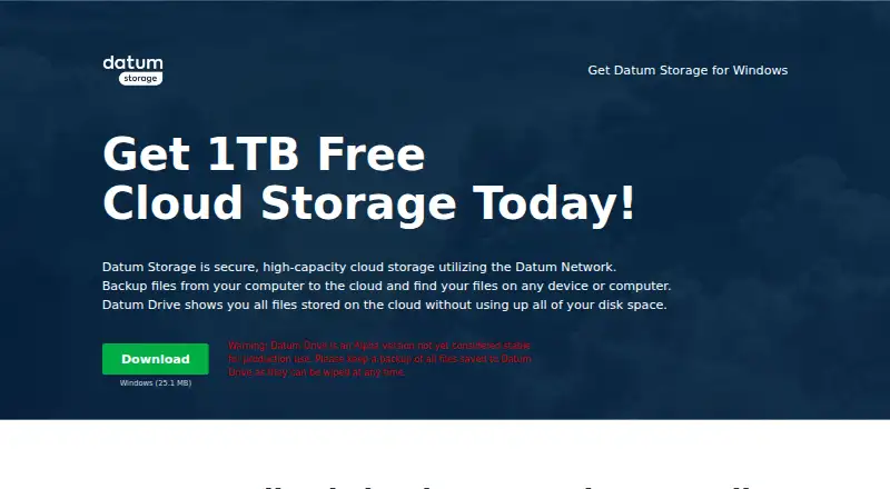 The Datum Storage homepage