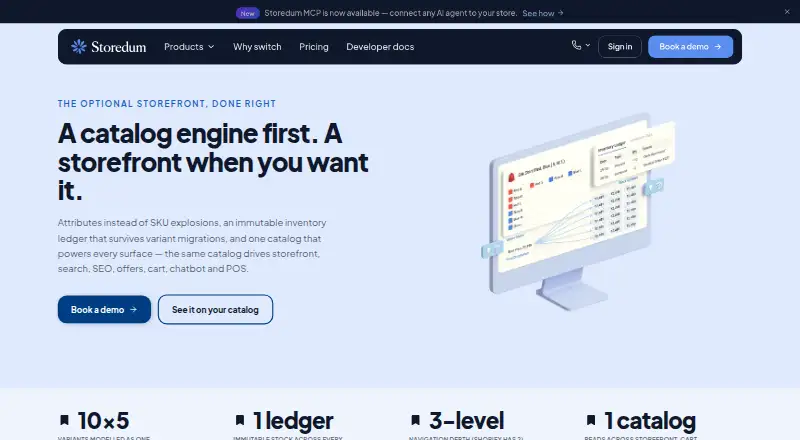 The Storedum Storefront homepage