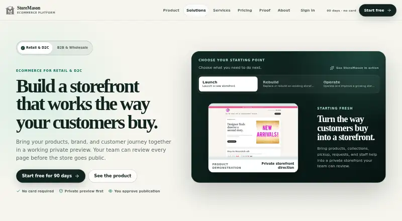 The StoreMason homepage