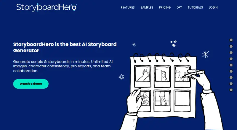 The StoryboardHero homepage