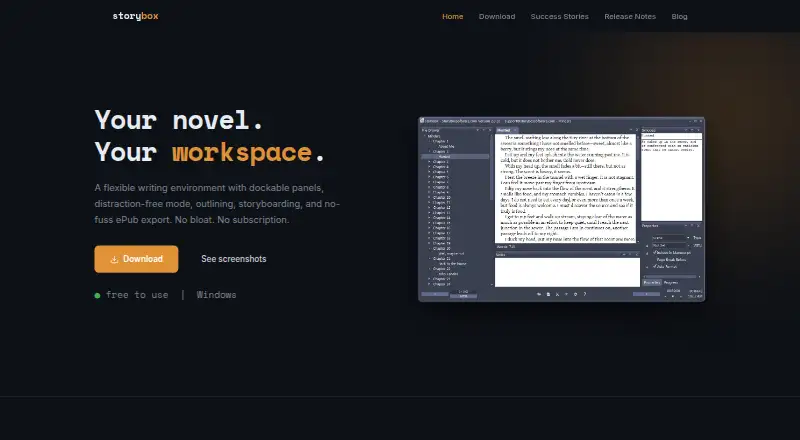 The StoryBox homepage