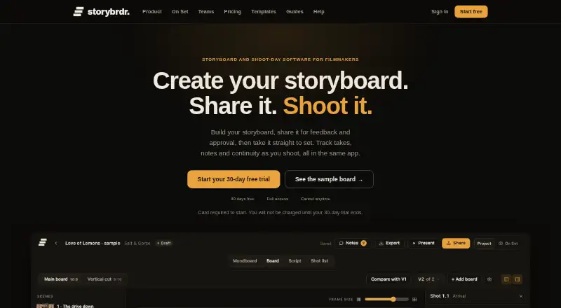 The Storybrdr homepage