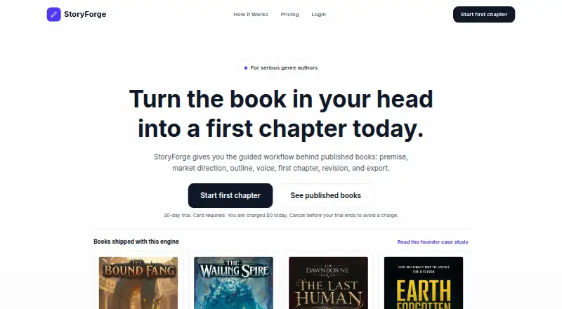 The StoryForge homepage