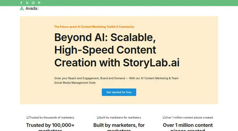 The StoryLab.ai homepage