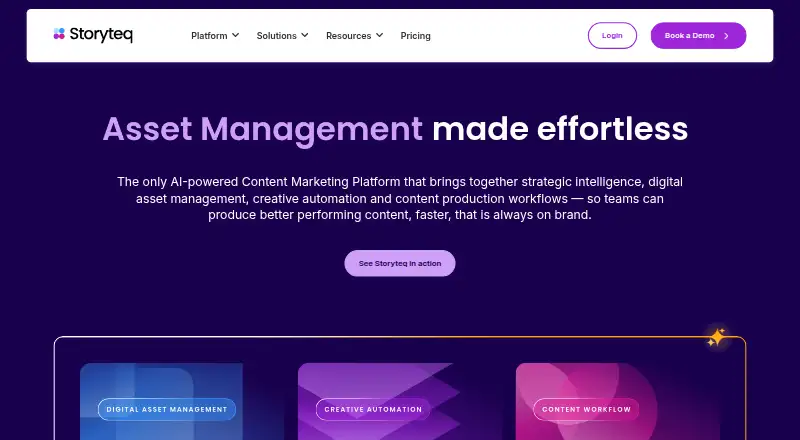 The Storyteq homepage