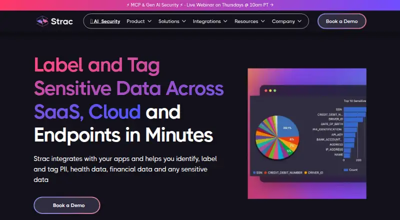 The Strac Data Classification homepage