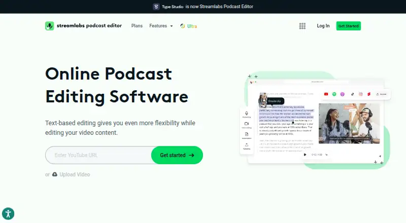 The Streamlabs Podcast Editor homepage
