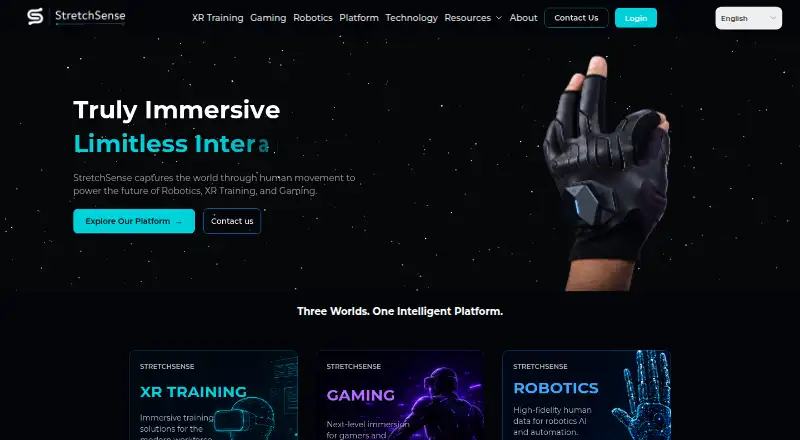 The StretchSense Studio homepage