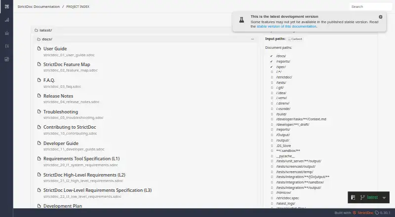 The StrictDoc homepage