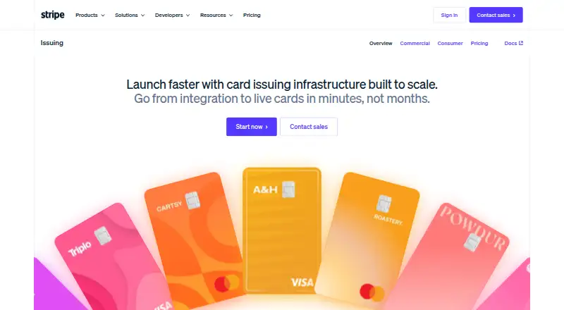The Stripe Issuing homepage