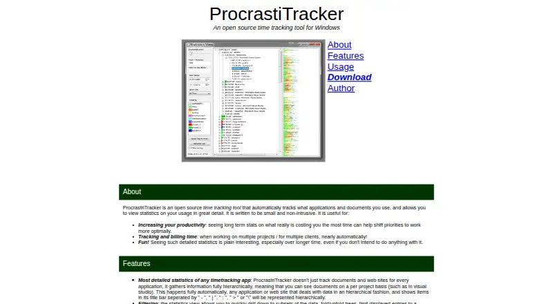 The ProcrastiTracker homepage