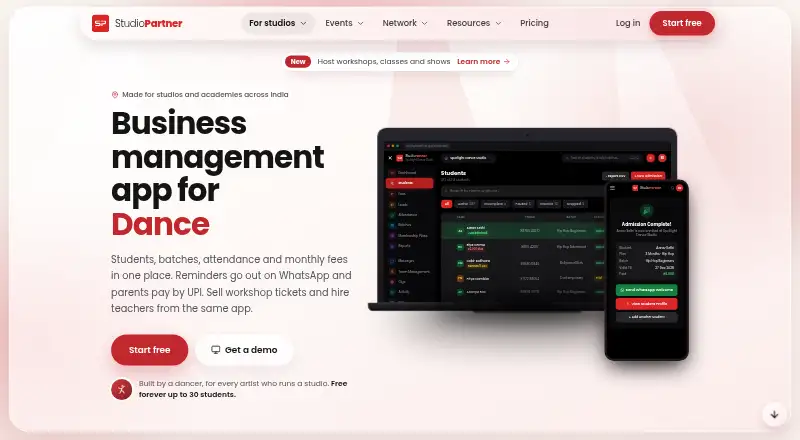 The StudioPartner homepage
