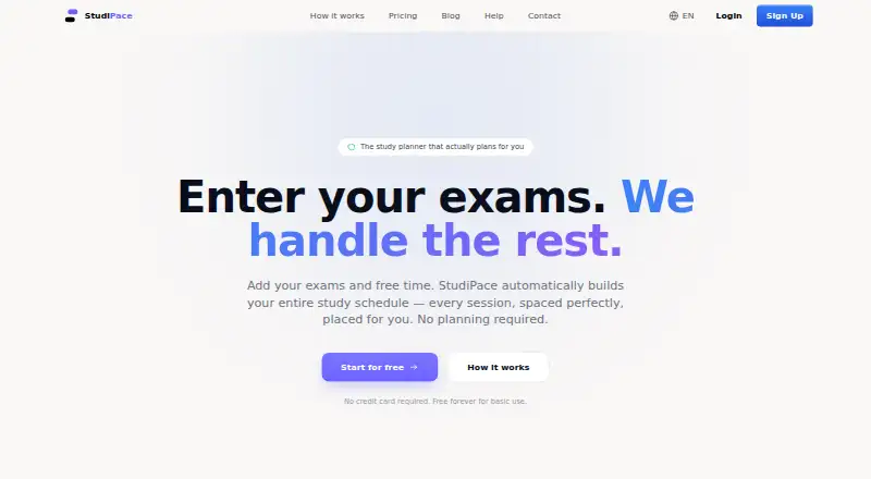 The StudiPace homepage