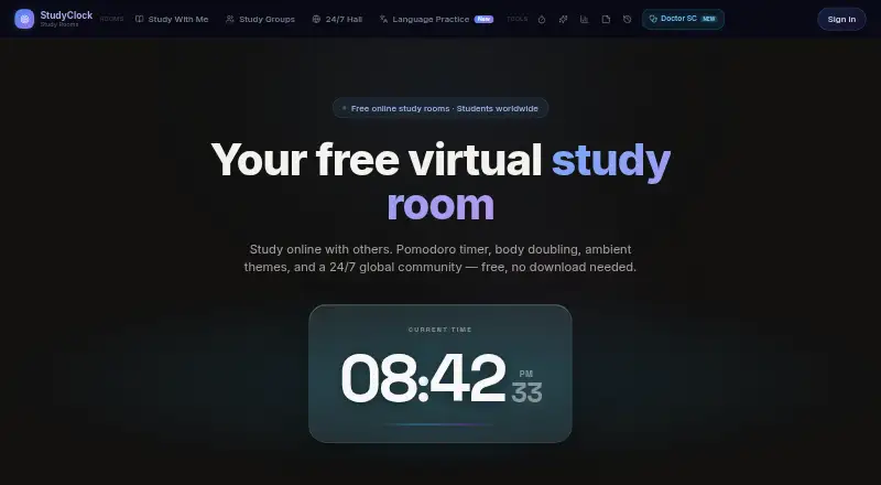 The StudyClock homepage