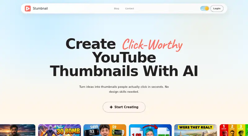 The Stumbnail homepage