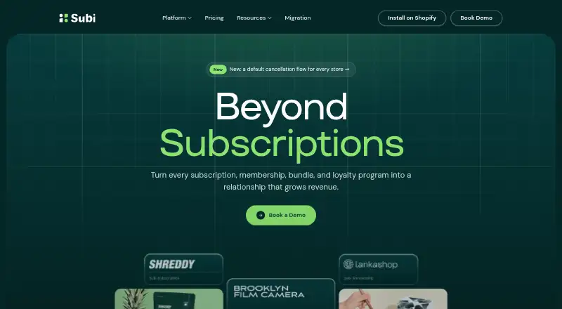 The Subi Subscriptions homepage