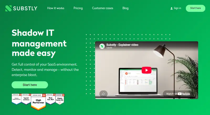 The Substly homepage