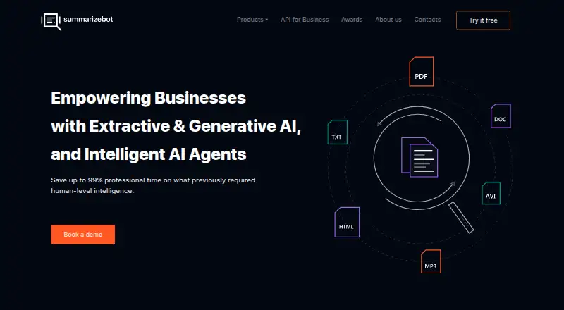 The SummarizeBot homepage