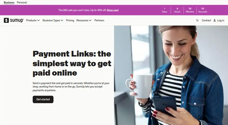 The SumUp Payment Links homepage