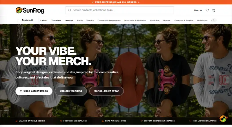 The SunFrog homepage