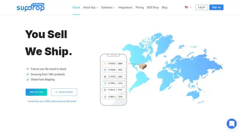 The Sup Dropshipping homepage