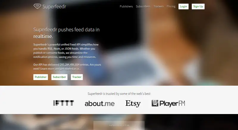 The Superfeedr homepage