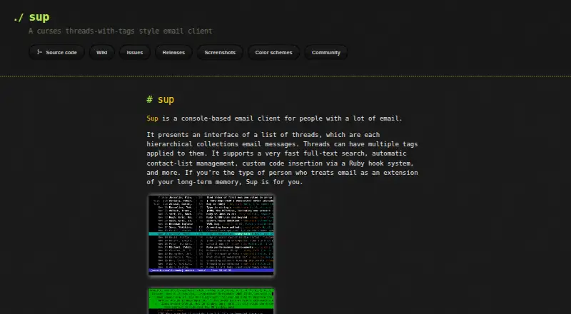 The Sup homepage