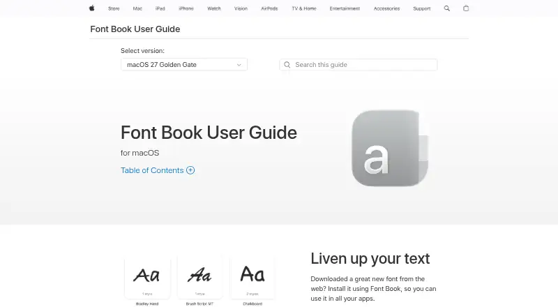 The Font Book homepage