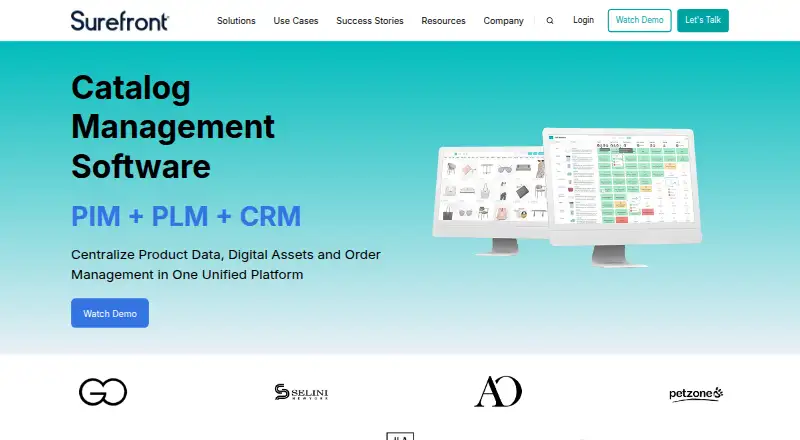 The Surefront Catalog Management homepage