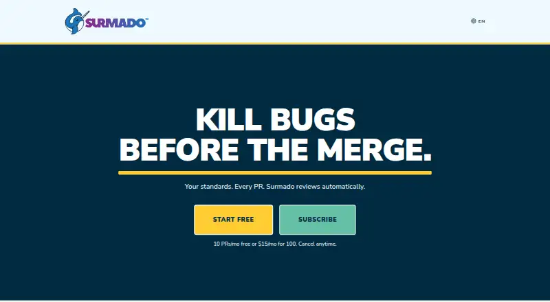 The Surmado Code Review homepage