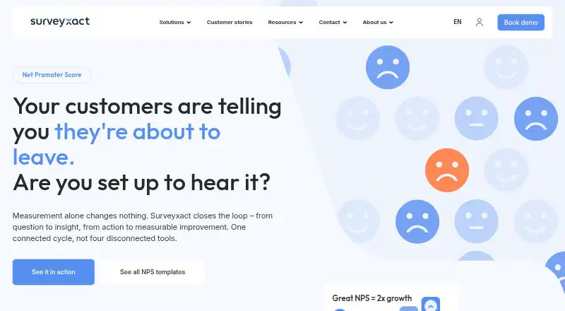 The Surveyxact NPS homepage