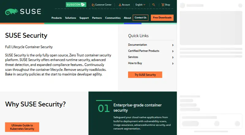 The SUSE NeuVector homepage