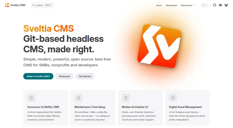 The Sveltia CMS homepage