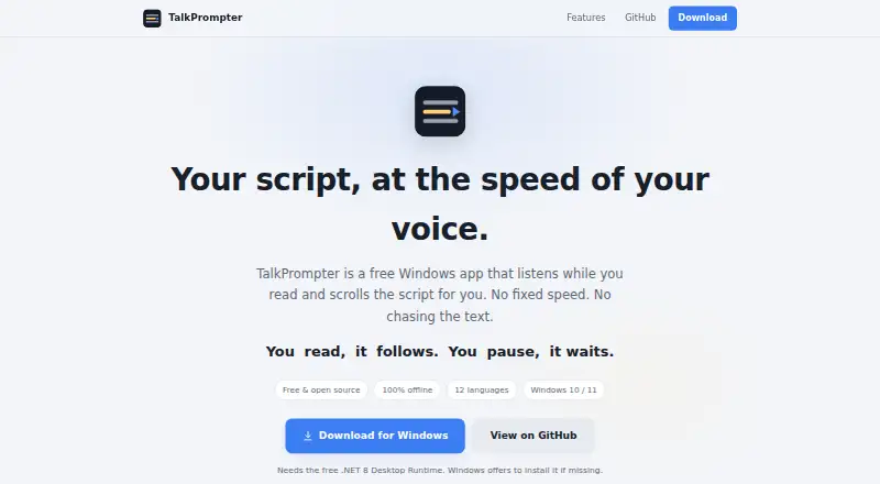 The TalkPrompter homepage