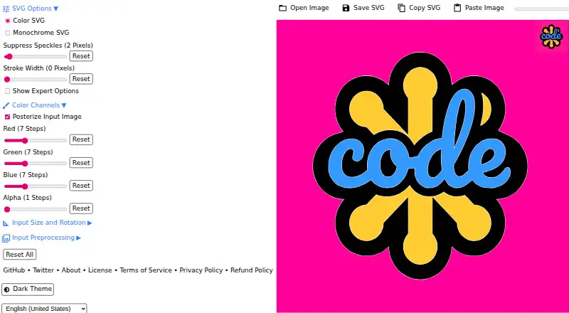 The SVGcode homepage