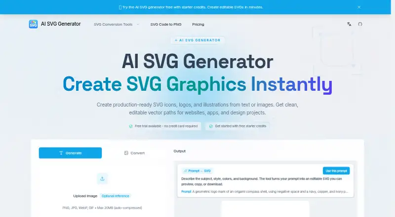 The SVG Generator homepage