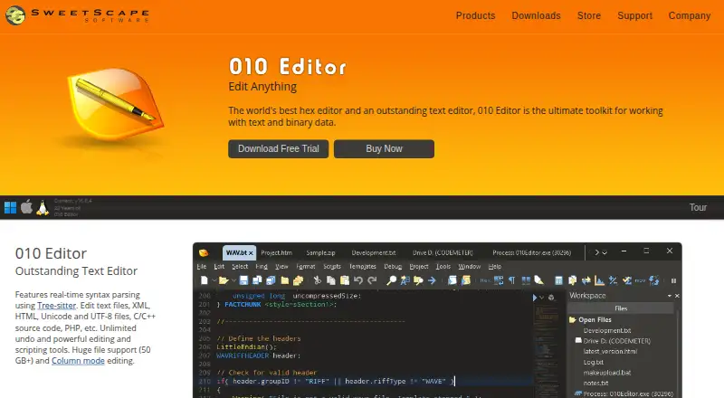 The 010 Editor homepage