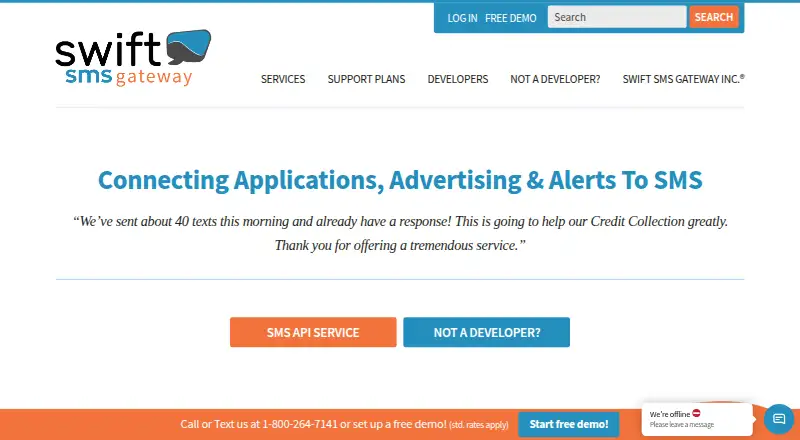 The Swift SMS Gateway homepage