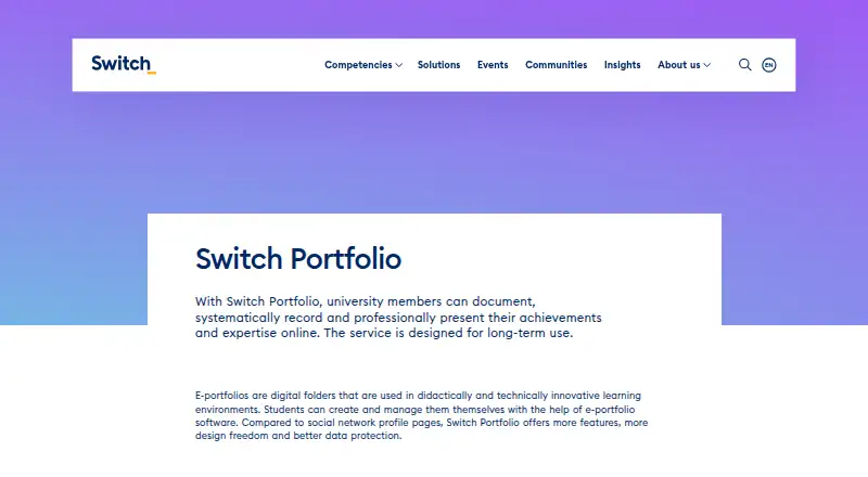 The Switch Portfolio homepage