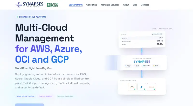 The Synapses Cloud Platform homepage