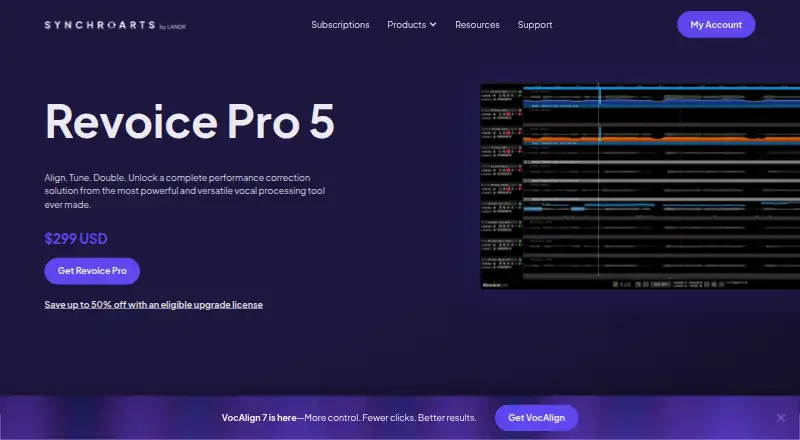 The Synchro Arts Revoice Pro homepage