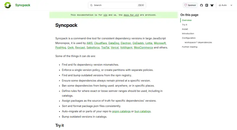 The Syncpack homepage