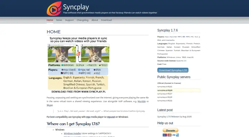 The Syncplay homepage
