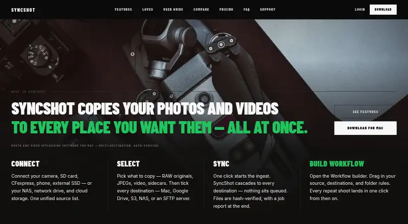 The SyncShot homepage